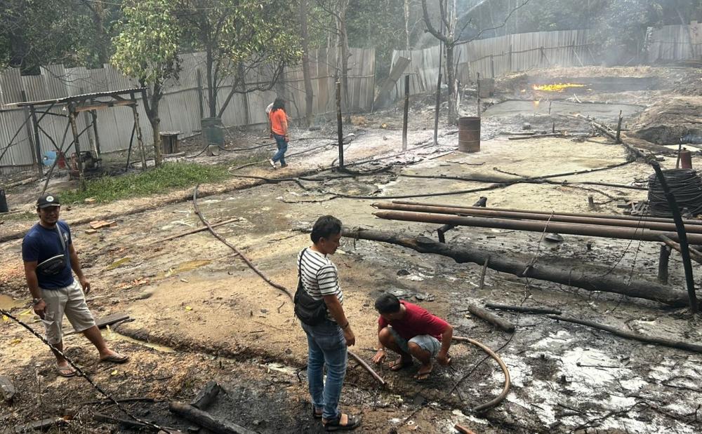 5 Orang Luka-luka Akibat Sumur Minyak Tradisional di Kaliberau Terbakar, Kapolsek Bayung Lencir Ingatkan Bahaya Ilegal Drilling