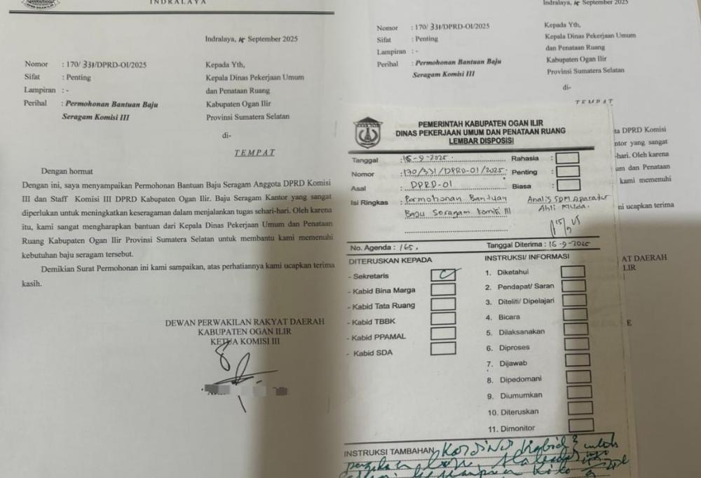 Komisi III DPRD Ogan Ilir Dikecam Usai Proposal Minta Baju Seragam Bocor ke Publik