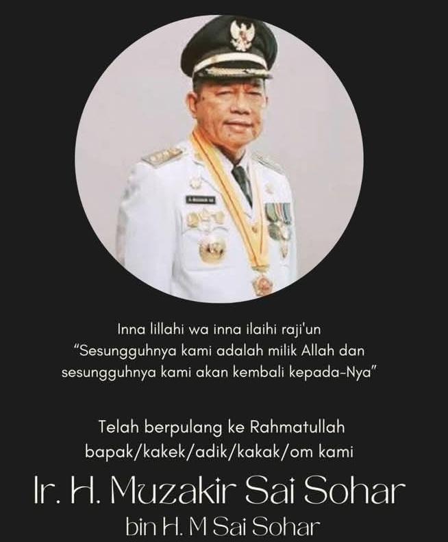 Mantan Bupati Muara Enim Muzakir Sai Sohar Tutup Usia, Sosok Dermawan dan Dekat dengan Rakyat
