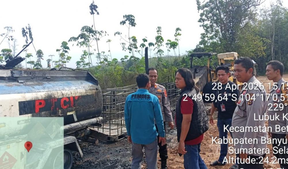 Tangki BBM PT Cakra Indo Pratama Meledak Hebat, Empat Pekerja Luka Berat, Polres Banyuasin Lakukan Olah TKP