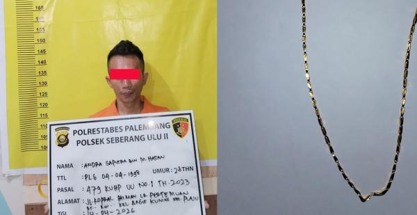 Gagal Jambret Kalung Emas, Pelaku Diamankan Polisi Usai Korban Teriak Minta Tolong di Seberang Ulu II Palembang