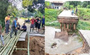 Warga Nyaris Terisolir, Jembatan Penghubung Antar Desa di Ogan Ilir Putus Total